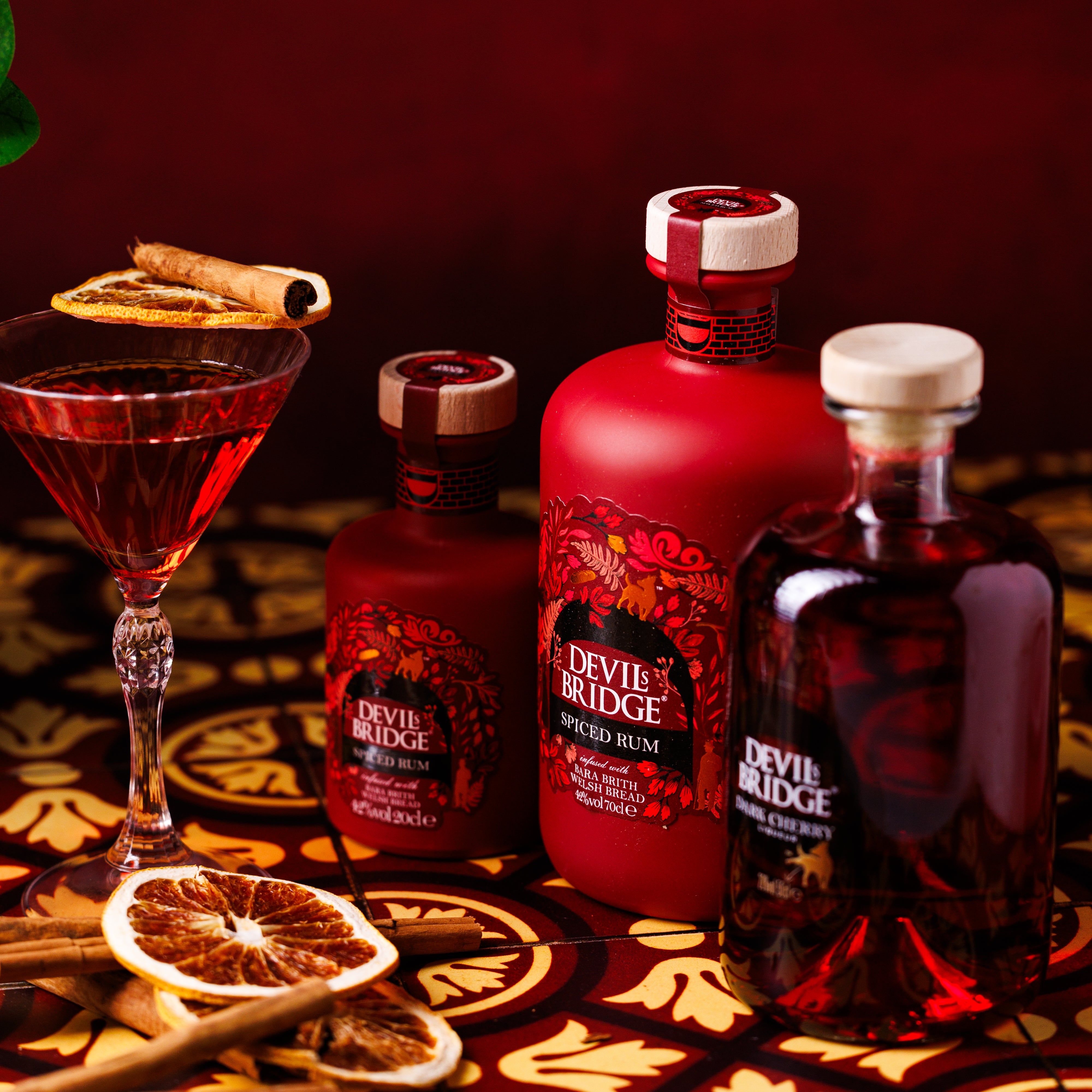 Devil’s Bridge Rum full rum collection displayed together