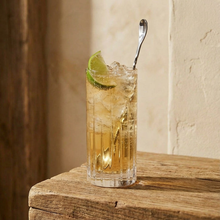 Ginger chai spiced non-alcoholic syrup with lemonade served over ice